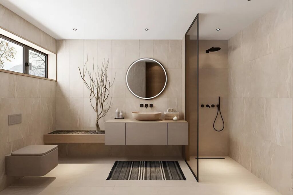 Neutral-toned wall paint with soft lighting and clean, modern finishes by a painter in Manitou, CO